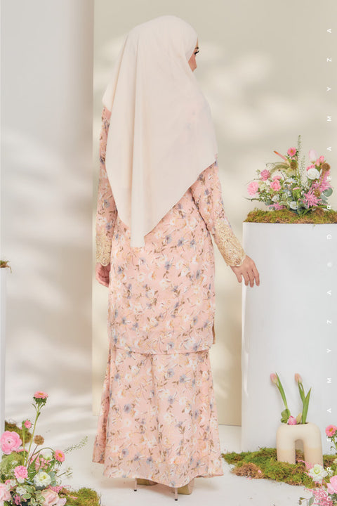 Rossa Embroidered Printed Chiffon with Border Lace Modern Kurung