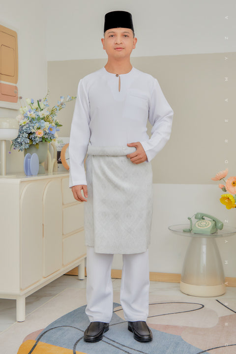 Baju Melayu Sedondon Teluk Belanga White