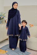 Baju Raya Sedondon Family Kebaya Labuh Dark Navy Blue