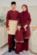 Baju Melayu Kids Teluk Belanga Sedondon in Dark Maroon