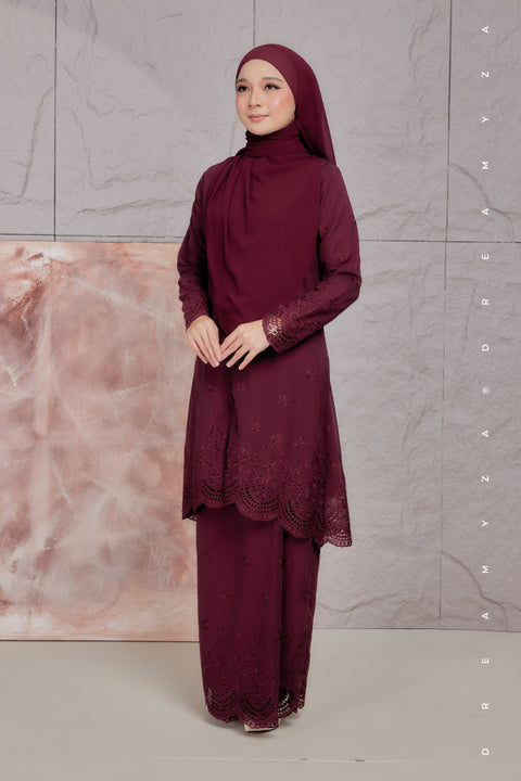 Atia Embroidered Sulam Chiffon Kebaya Riau Kurung Moden