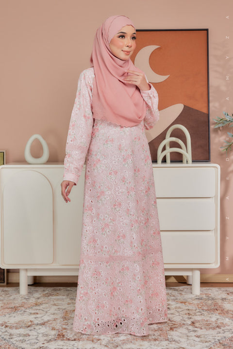 Akira Embroidered Printed Chiffon Jubah Dress