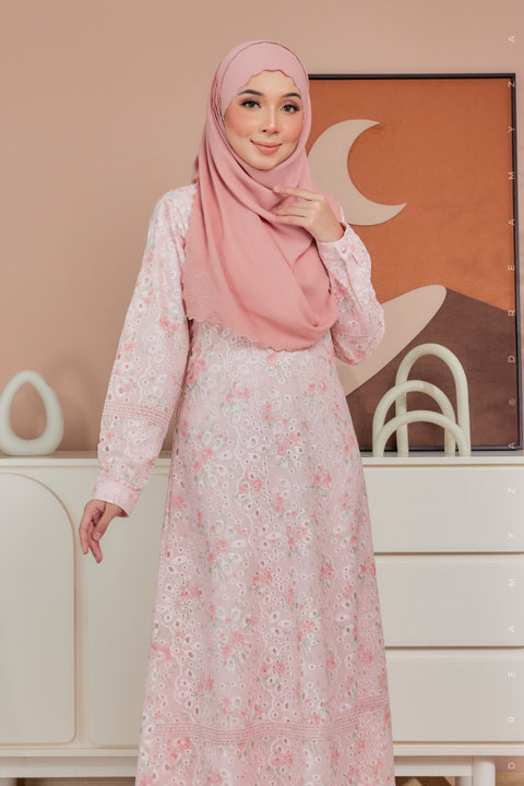 Akira Embroidered Printed Chiffon Jubah Dress