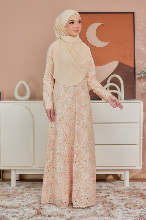 Akira Embroidered Printed Chiffon Jubah Dress