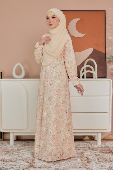 Akira Embroidered Printed Chiffon Jubah Dress