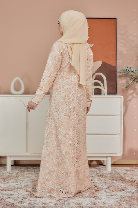 Akira Embroidered Printed Chiffon Jubah Dress