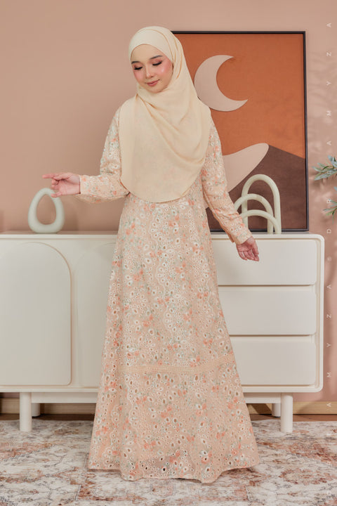 Akira Embroidered Printed Chiffon Jubah Dress