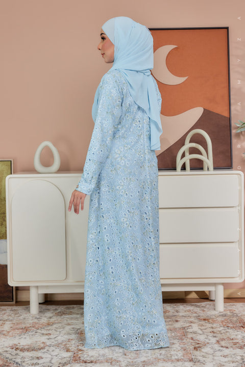 Akira Embroidered Printed Chiffon Jubah Dress