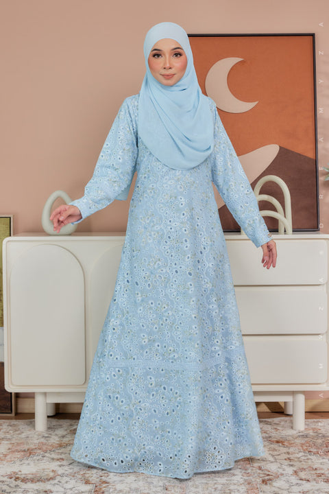 Akira Embroidered Printed Chiffon Jubah Dress