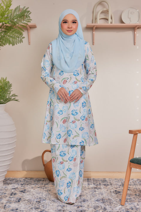 Alya Printed Riau Pahang Modern Kurung (Ironless).