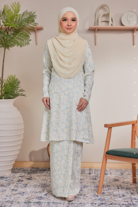 Alya Printed Riau Pahang Modern Kurung (Ironless)