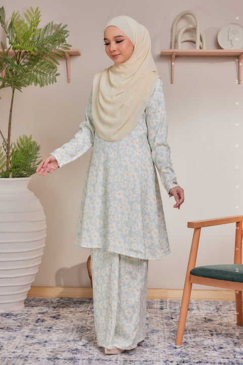 Alya Printed Riau Pahang Modern Kurung (Ironless)