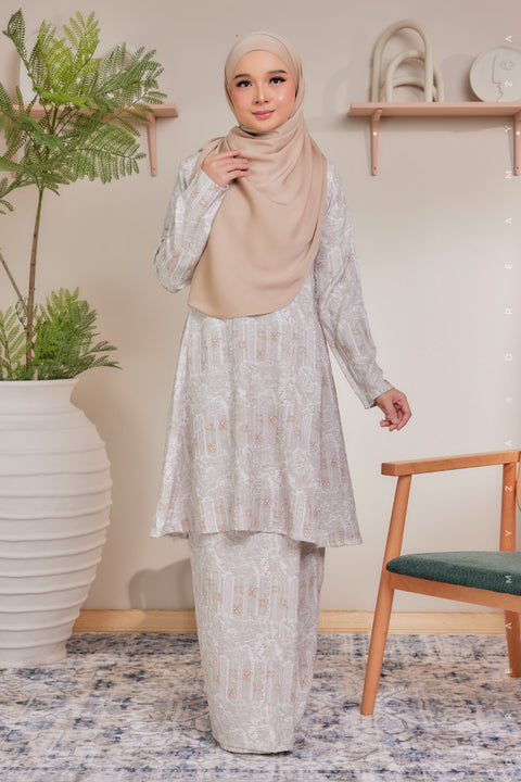 Alya Printed Riau Pahang Modern Kurung (Ironless)