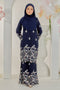 Atelia Flowers Embroidered Sulam Chiffon Baju Kurung Moden