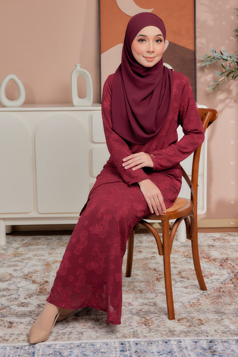 Azna Chiffon Jacquard V-Cut Modern Kurung