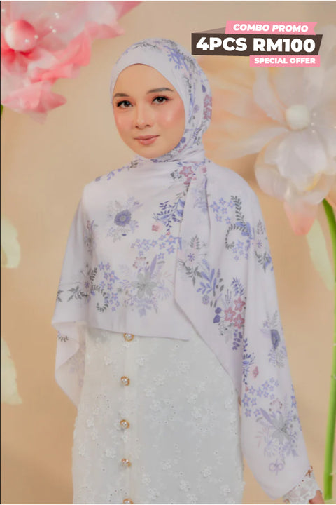 Blooming Garden Series in Breeze [Premium Printed Korean Chiffon Shawl]