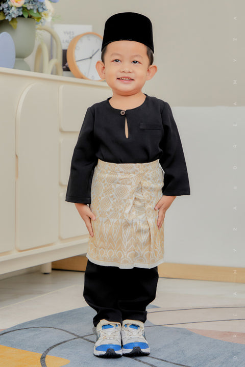 Baju Melayu Kids Teluk Belanga Sedondon in Black