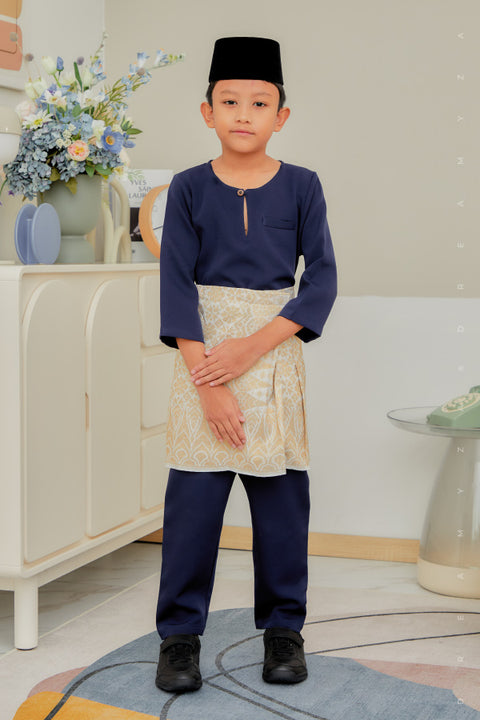 Baju Melayu Kids Teluk Belanga Sedondon in Dark Navy Blue