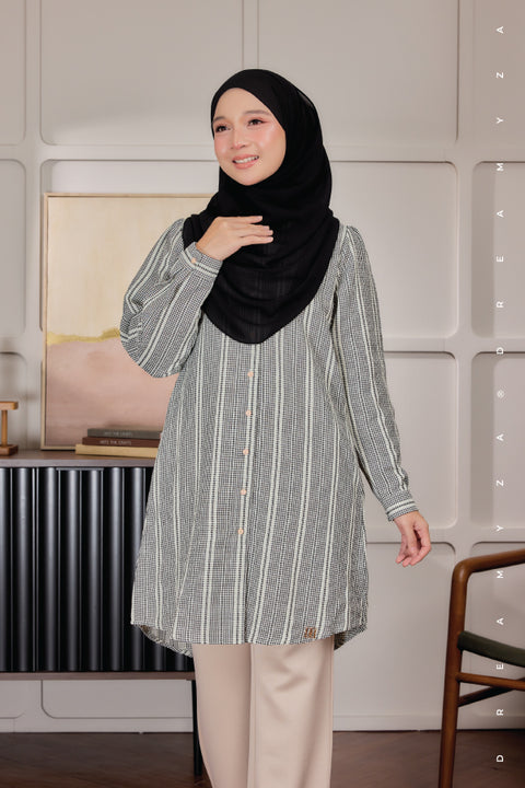 Elara Ironless A-Line Blouse Tunic Long Top | Both Side Pocket | Wudu' Friendly & Nursing Friendly