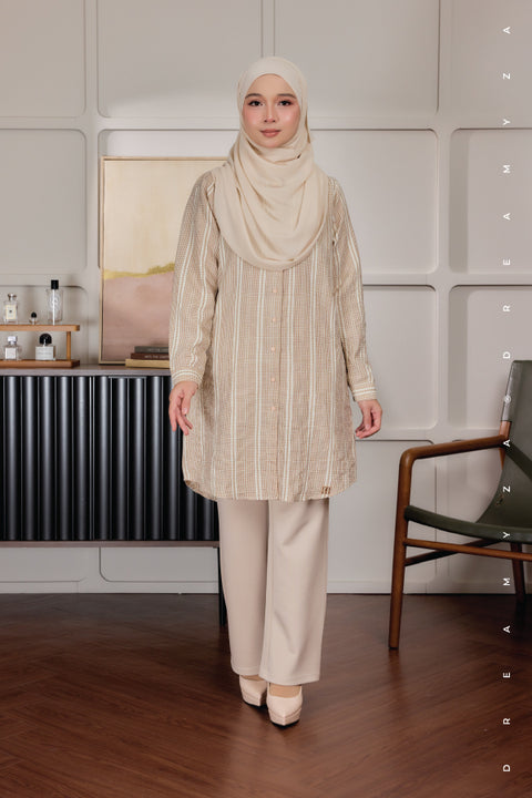 Elara Ironless A-Line Blouse Tunic Long Top | Both Side Pocket | Wudu' Friendly & Nursing Friendly