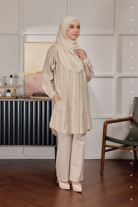Elara Ironless A-Line Blouse Tunic Long Top | Both Side Pocket | Wudu' Friendly & Nursing Friendly