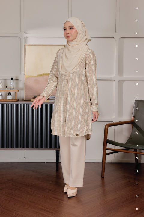 Elara Ironless A-Line Blouse Tunic Long Top | Both Side Pocket | Wudu' Friendly & Nursing Friendly