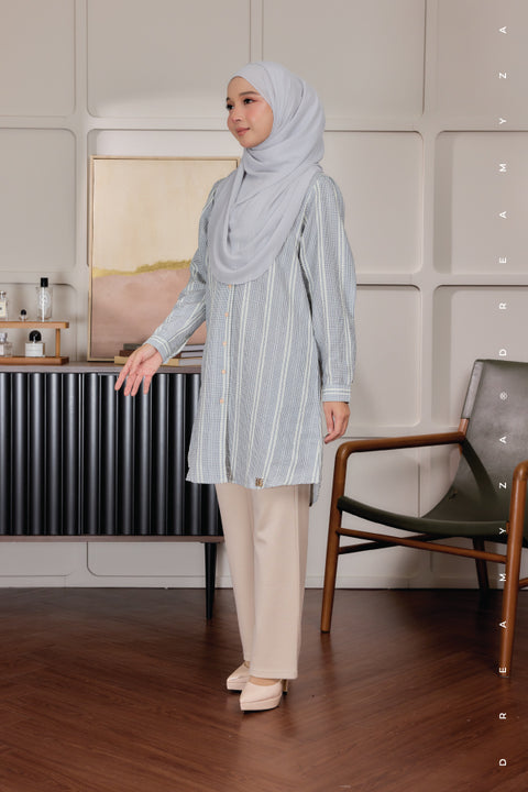 Elara Ironless A-Line Blouse Tunic Long Top | Both Side Pocket | Wudu' Friendly & Nursing Friendly