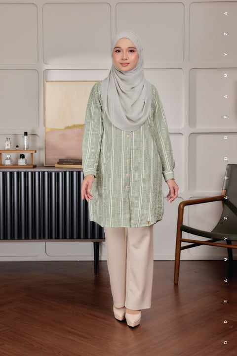 Elara Ironless A-Line Blouse Tunic Long Top | Both Side Pocket | Wudu' Friendly & Nursing Friendly