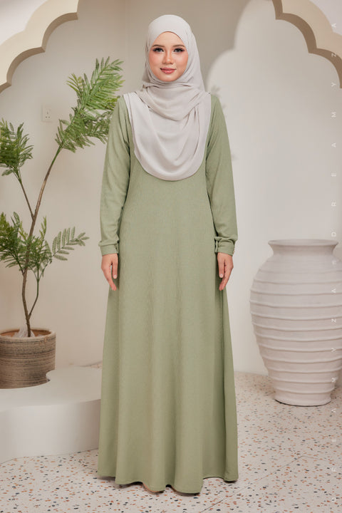 Erra Ironless PolyCotton Knitted Jubah Dress.