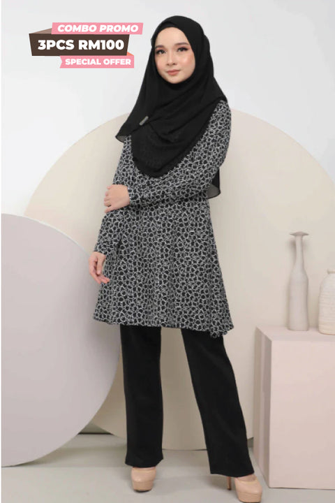 Fanna Printed Ironless Tunic Long Top Blouse