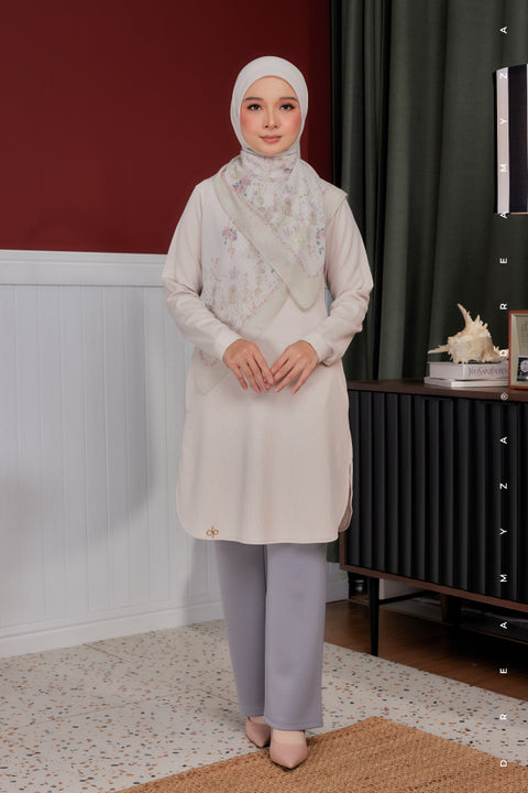 Lana Ironless PolyCotton Knitted Long Top Blouse