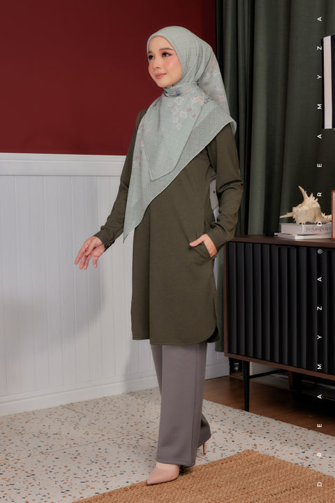 Lana Ironless PolyCotton Knitted Long Top Blouse