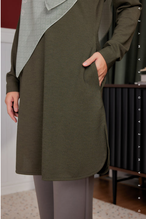 Lana Ironless PolyCotton Knitted Long Top Blouse