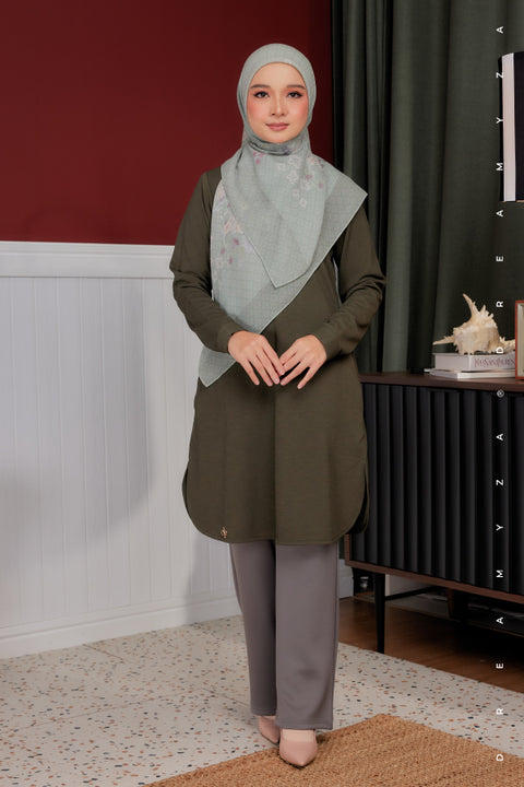 Lana Ironless PolyCotton Knitted Long Top Blouse