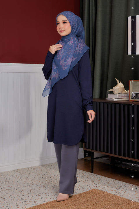 Lana Ironless PolyCotton Knitted Long Top Blouse