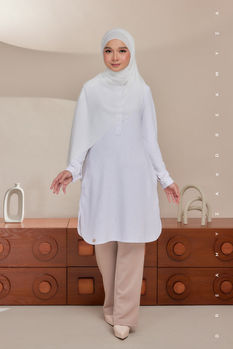 Lana Ironless PolyCotton Knitted Long Top Blouse