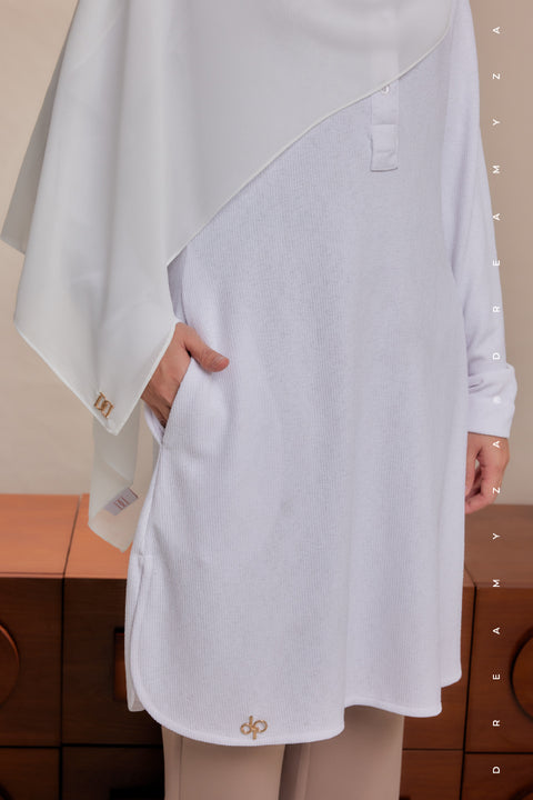 Lana Ironless PolyCotton Knitted Long Top Blouse