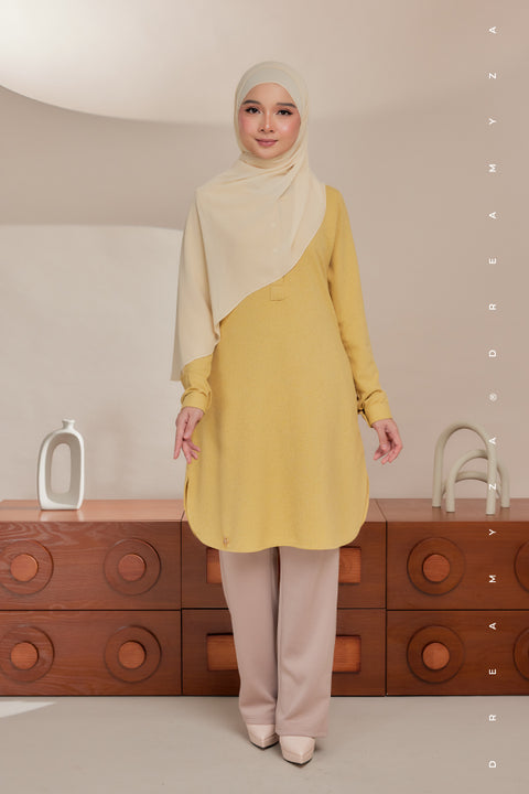 Lana Ironless PolyCotton Knitted Long Top Blouse