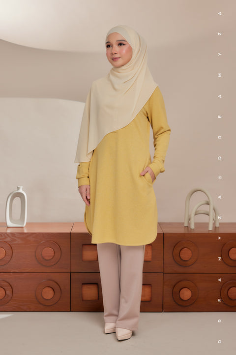 Lana Ironless PolyCotton Knitted Long Top Blouse