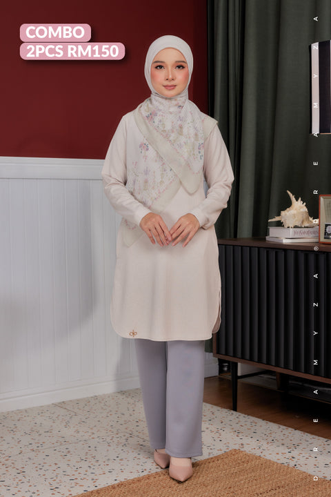 Lana Ironless PolyCotton Knitted Long Top Blouse