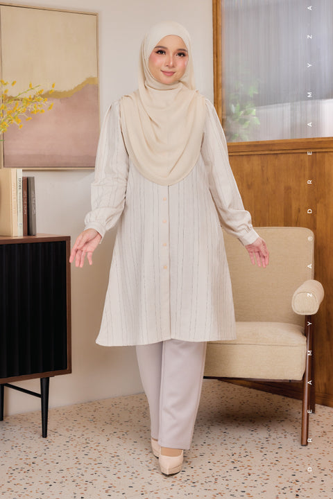 Lisa ironless Cotton Jacquard Tunic Long Top