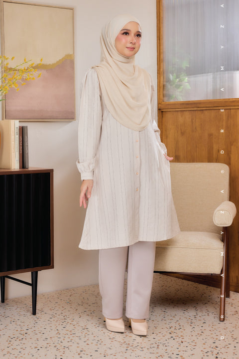 Lisa ironless Cotton Jacquard Tunic Long Top