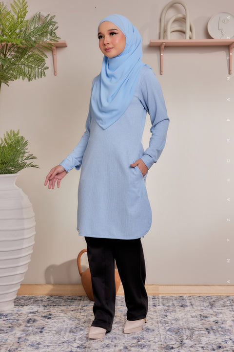 Lana Ironless PolyCotton Knitted Long Top Blouse.