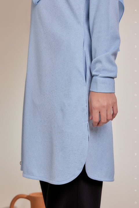 Lana Ironless PolyCotton Knitted Long Top Blouse.
