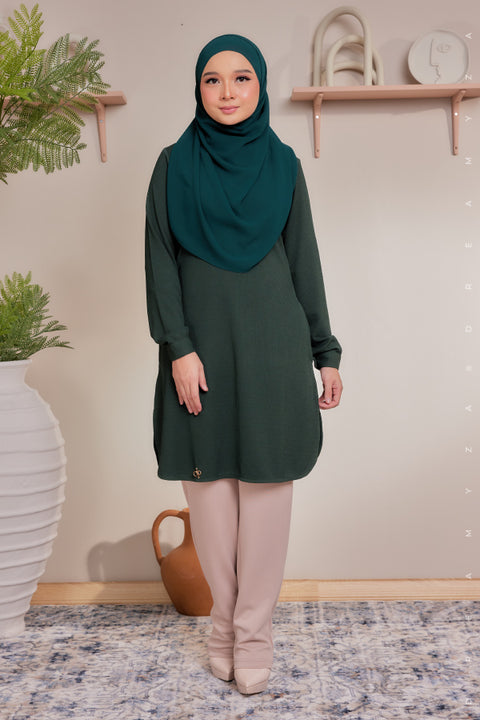 Lana Ironless PolyCotton Knitted Long Top Blouse.