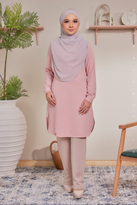 Lana Ironless PolyCotton Knitted Long Top Blouse.