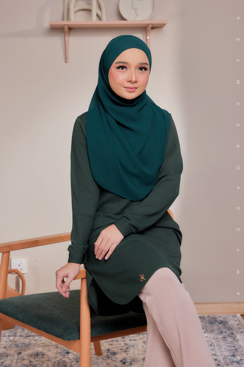 Lana Ironless PolyCotton Knitted Long Top Blouse