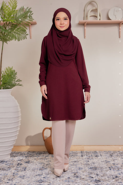 Lana Ironless PolyCotton Knitted Long Top Blouse