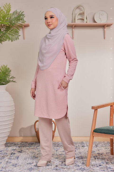 Lana Ironless PolyCotton Knitted Long Top Blouse.