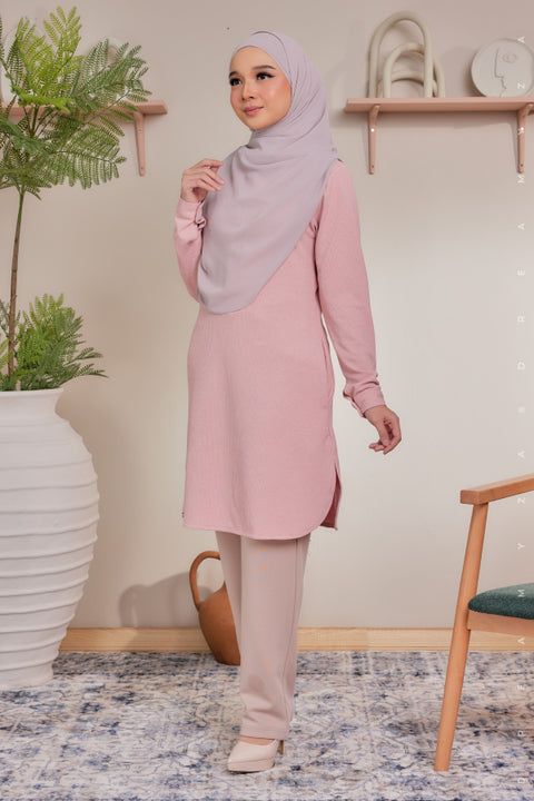 Lana Ironless PolyCotton Knitted Long Top Blouse.